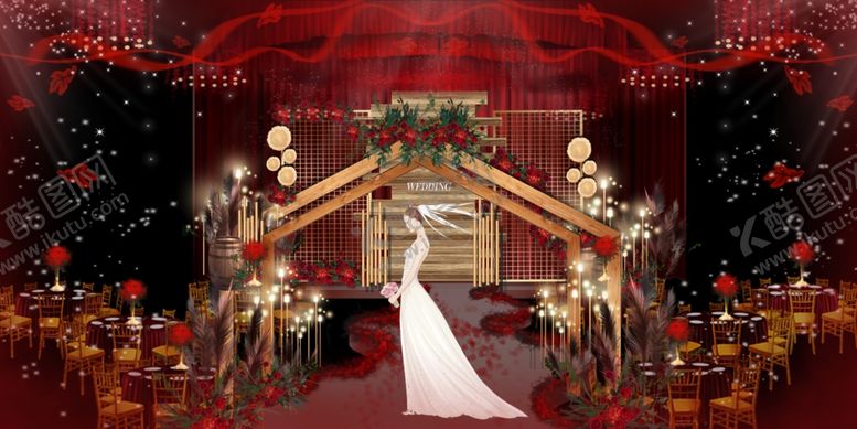 编号：43107109211719241396【酷图网】源文件下载-梦幻中式婚礼场景布置