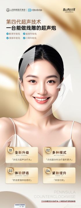 医美铂金超声炮营销科普长图海报