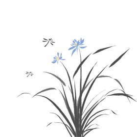 手绘国潮花草