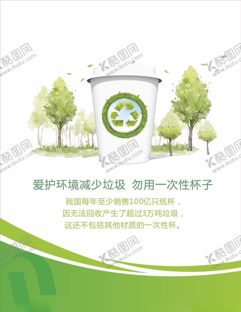 编号：79322405190848214921【酷图网】源文件下载-勿用一次性杯子爱护环境展板