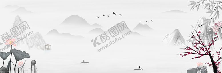 编号：64682610230831213729【酷图网】源文件下载-水墨荷花中国风背景
