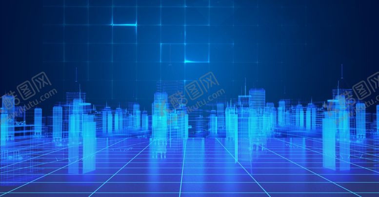 编号：17652405060136059621【酷图网】源文件下载-蓝色科技城市电子商务背景