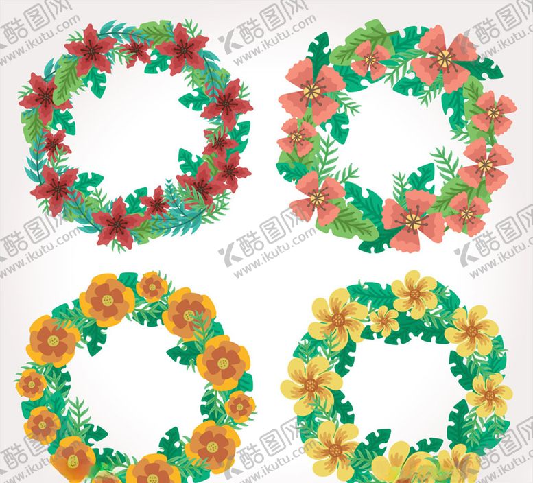 编号：70388907042239238348【酷图网】源文件下载-彩色花环设计矢量素材