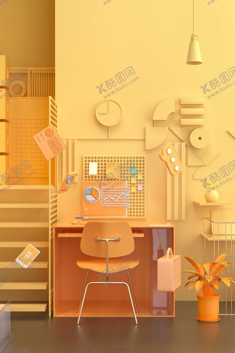 编号：60608001290044572660【酷图网】源文件下载-商务3D卡通几何黄色商务风
