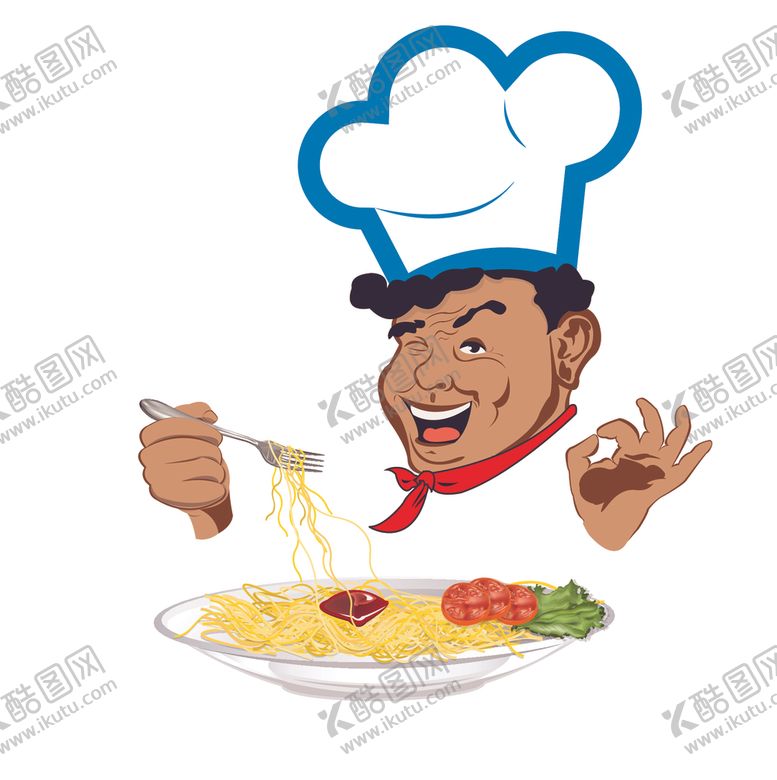 编号：69290507021456458253【酷图网】源文件下载-吃东西的厨师卡通素材