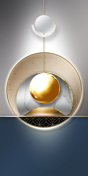 装饰画金箔三联山水风景
