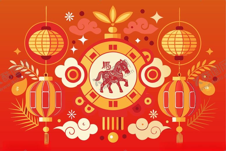 编号：43658204011744079283【酷图网】源文件下载-马年背景