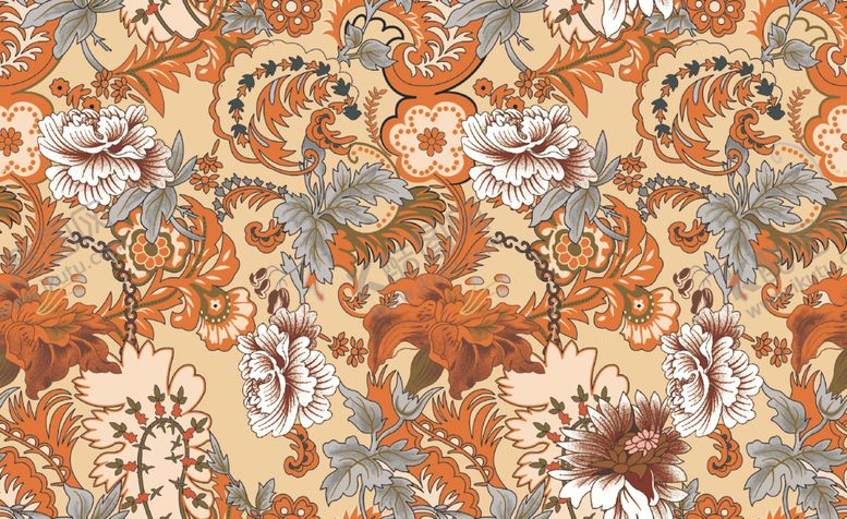 编号：58129910151920585137【酷图网】源文件下载-复古花卉图案布料纹理