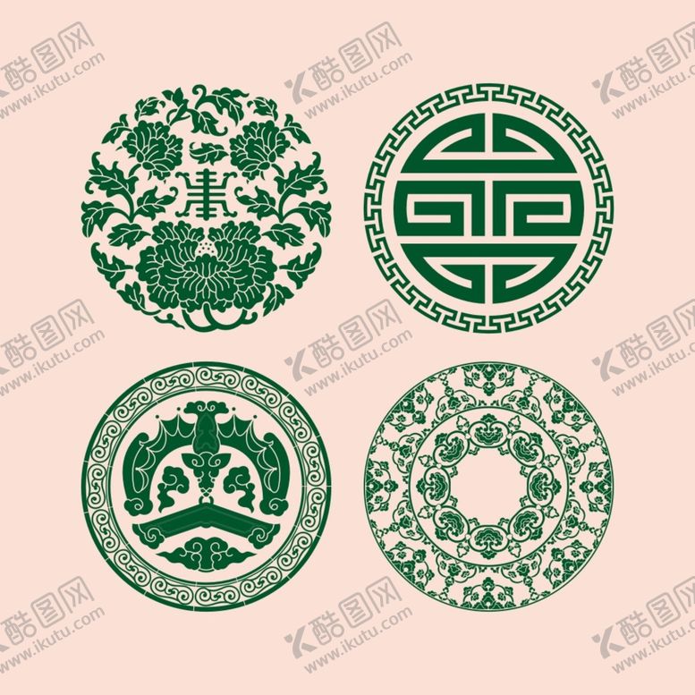 编号：65394109172048560584【酷图网】源文件下载-古典花纹牡丹 中式瓷器服饰纹样