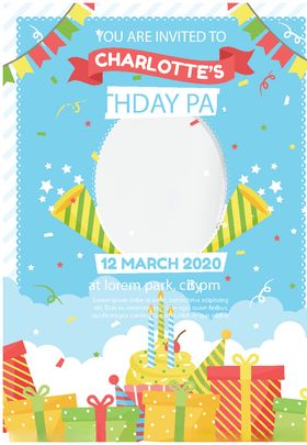 卡通邀请函儿童生日儿童生日片可爱生日柬