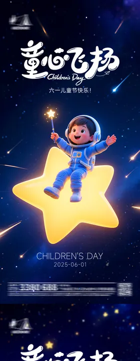 61六一儿童节星空海报