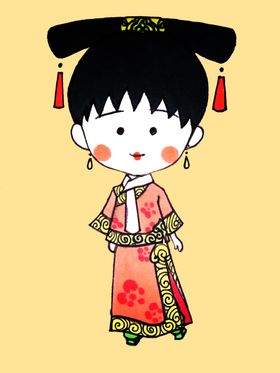 手绘清朝小宫女