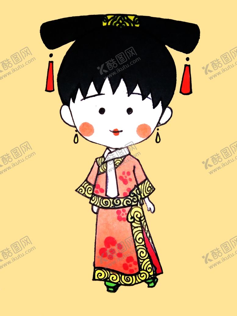 编号：39716207141615378041【酷图网】源文件下载-手绘清朝小宫女