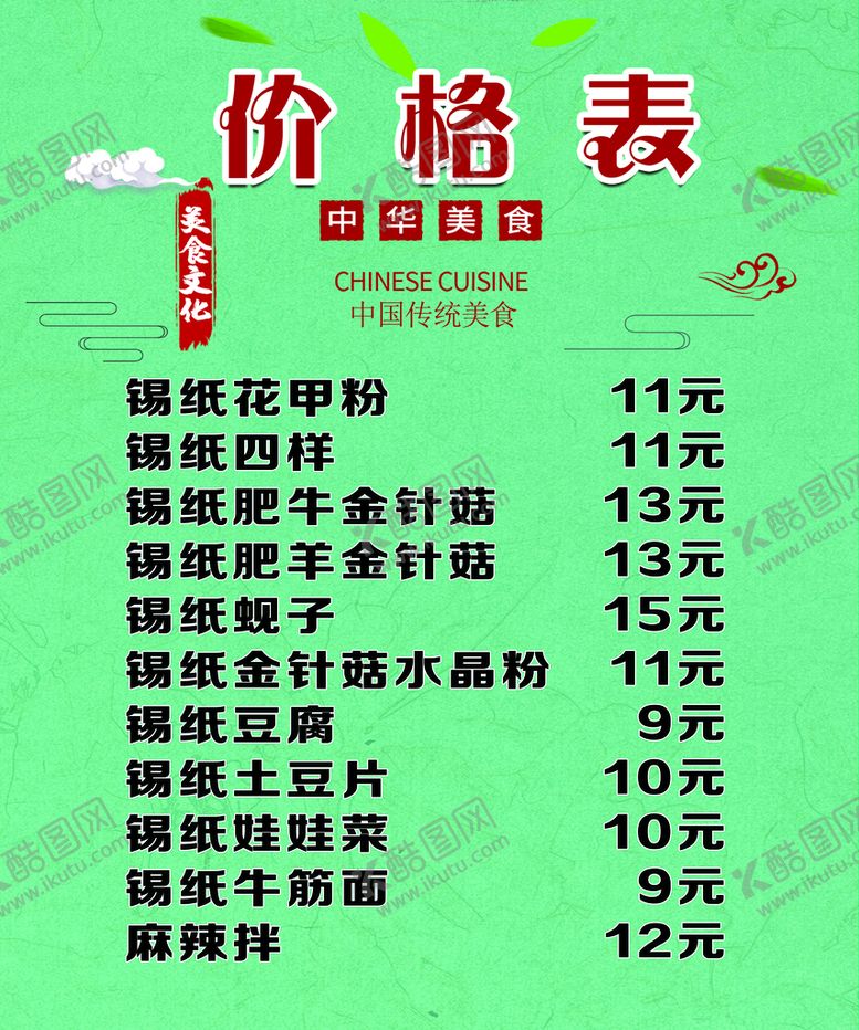 编号：80926509120201196851【酷图网】源文件下载-价格表