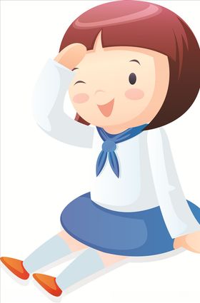 坐着的女孩人物矢量图