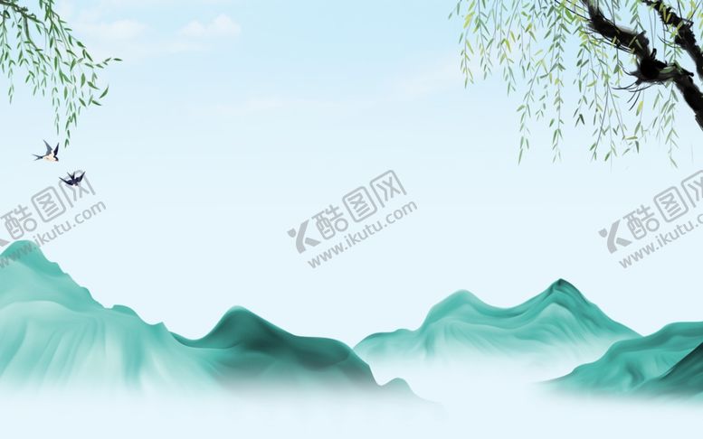 编号：48878101300121345372【酷图网】源文件下载-水墨山水海报背景