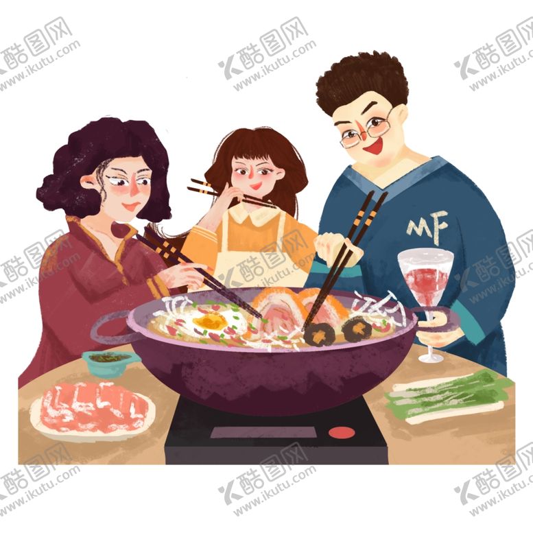 编号：85695009210056243393【酷图网】源文件下载-卡通吃火锅