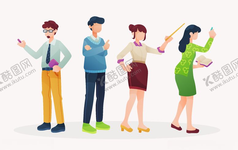 编号：40656909230245375031【酷图网】源文件下载-矢量卡通教师人物