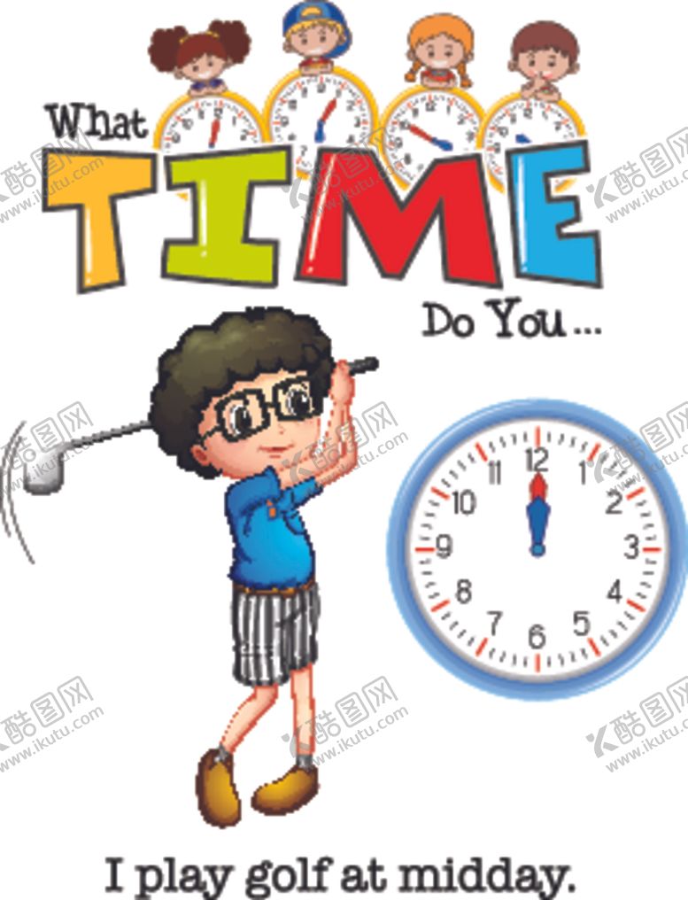 编号：82195009270128556190【酷图网】源文件下载-卡通儿童和时钟