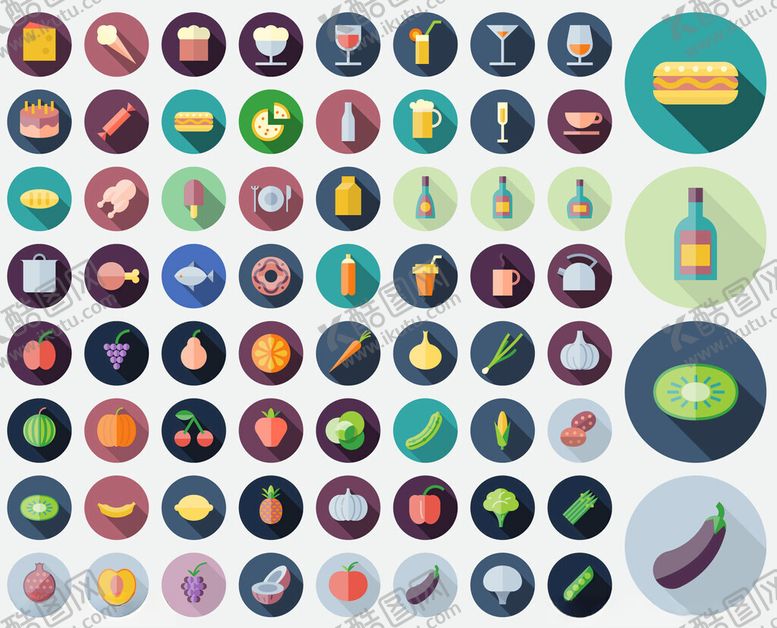 编号：28762004031208154568【酷图网】源文件下载-多彩扁平化图标集合