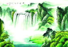 装饰画背景墙中式钻石水墨电视