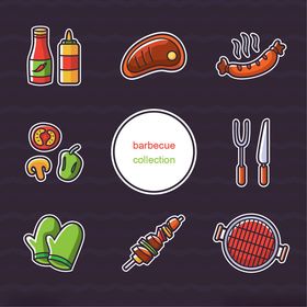 多彩美食烹饪图标集合