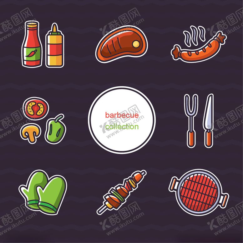 编号：26313412191136538069【酷图网】源文件下载-多彩美食烹饪图标集合
