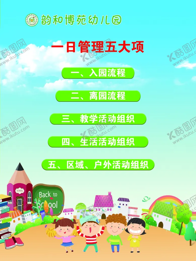 编号：64604710161621457437【酷图网】源文件下载-幼儿园管理五大项
