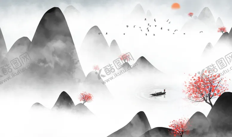编号：84189302130123295610【酷图网】源文件下载-水墨山水画