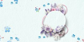 淡雅淡蓝色花朵花边