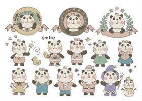 大熊猫和兔子表情