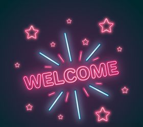 彩色欢迎霓虹灯设计