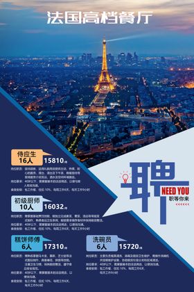 巴黎岗位招聘海报
