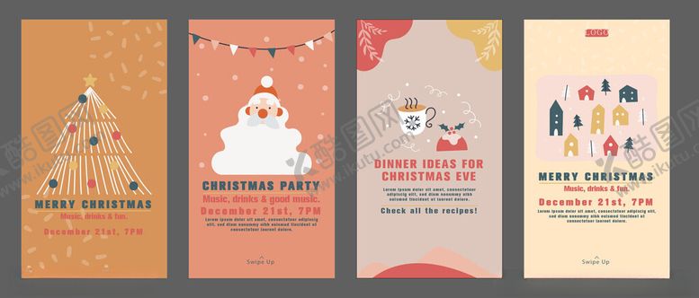 编号：83212504022329444462【酷图网】源文件下载-可爱风格节日贺卡设计