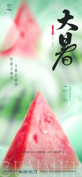 夏日大暑简约清新海报