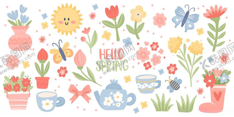 编号：59647104160116215055【酷图网】源文件下载-春天花卉插画
