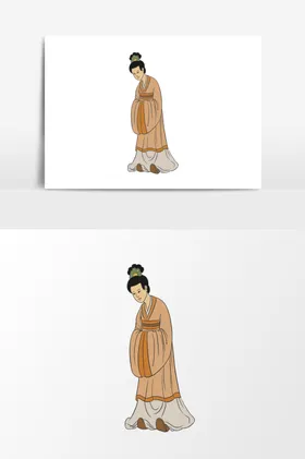 淡彩国画人物