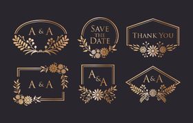 金色花卉装饰图案设计