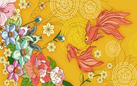 中式金鱼背景墙