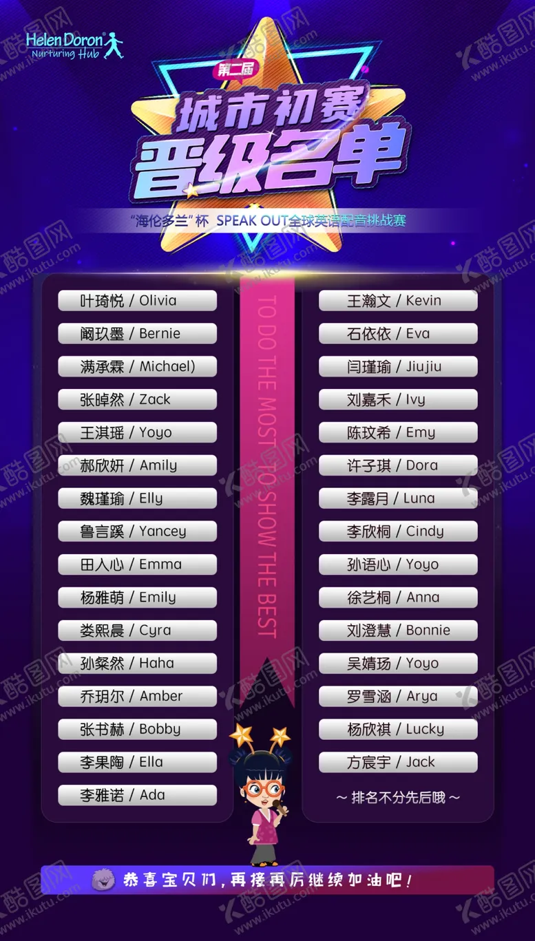 编号：60355301281113079408【酷图网】源文件下载-晋级名单