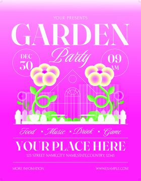 粉色花园主题宝宝派对卡片