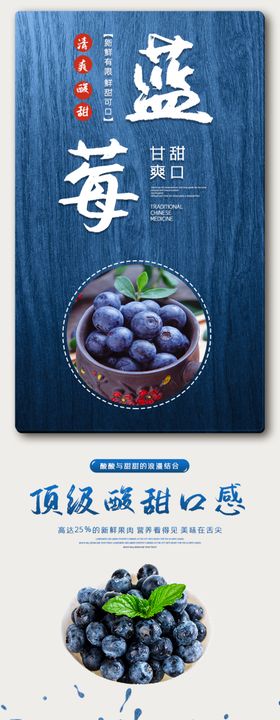 经典蓝水果生疏美食蓝莓详情页