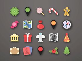 多彩节日装饰图标集合