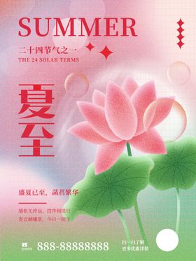 夏至国潮天二十四节气山水画季海报