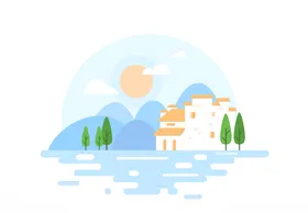 扁平城市矢量插画