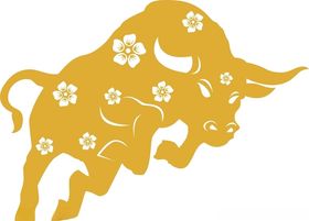 牛年烫金剪纸牛装饰图案