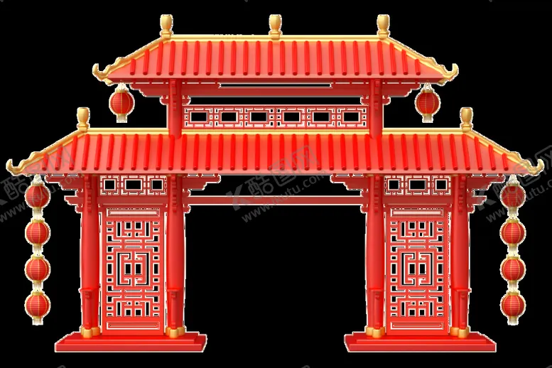编号：19166311051046182733【酷图网】源文件下载-元旦春节跨年古风牌坊