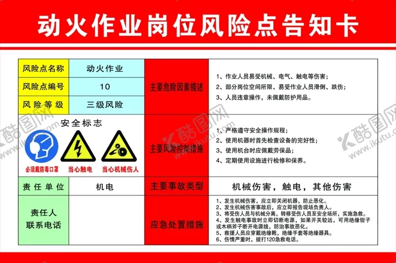 编号：13182303131126058069【酷图网】源文件下载-动火作业告知卡