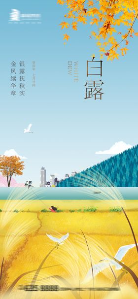 白露海报插画二十四节气房地产