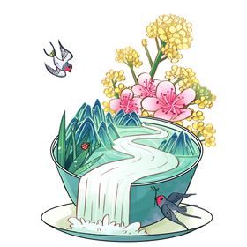 清明节素材手绘中式插图插图